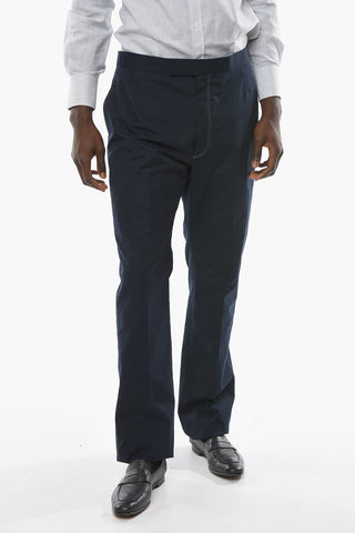 Pantaloni Backstrap Slim Fit in Cotone Tecnico con Cuciture a Vista