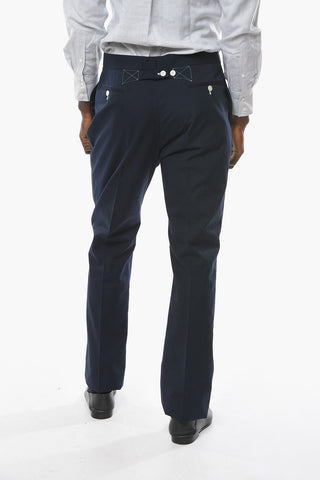 Pantaloni Backstrap Slim Fit in Cotone Tecnico con Cuciture a Vista