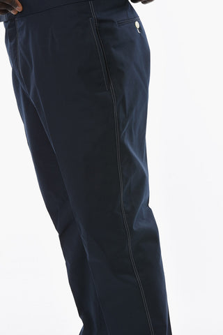 Pantaloni Backstrap Slim Fit in Cotone Tecnico con Cuciture a Vista