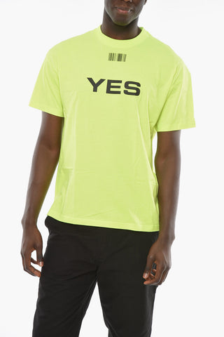 T-shirt Fluo YES NO con Stampa BARCODE a Contrasto