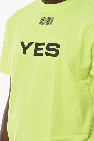 T-shirt Fluo YES NO con Stampa BARCODE a Contrasto