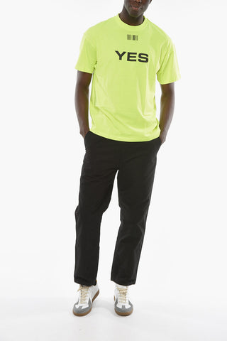 T-shirt Fluo YES NO con Stampa BARCODE a Contrasto