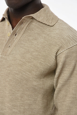 Long-sleeved TERAMO Ribbed Cotton Blend Polo