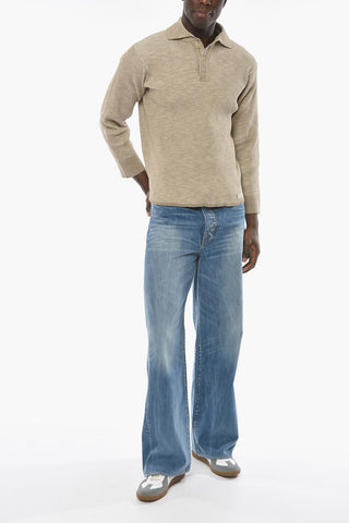 Long-sleeved TERAMO Ribbed Cotton Blend Polo