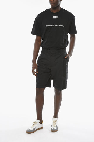Elastic Wasitband Cotton Cargo Shorts