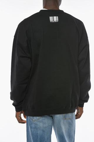 Crew-neck BARCODE Sweatshirt with Contrasting Print