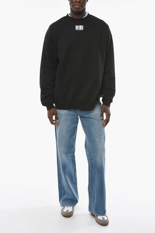 Crew-neck BARCODE Sweatshirt with Contrasting Print