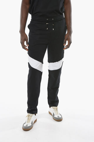 Brushed Cotton Joggers with Distressed Effect and Logo Patch
