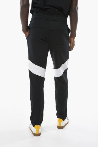 Brushed Cotton Joggers with Distressed Effect and Logo Patch