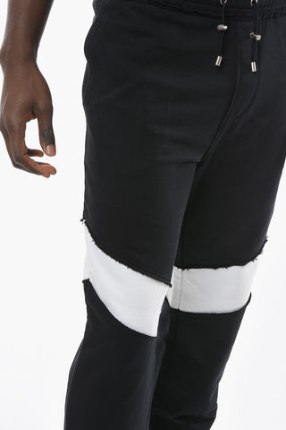 Brushed Cotton Joggers with Distressed Effect and Logo Patch