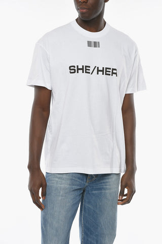 SHE/HER T-shirt with BARCODE Print and Lettering