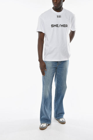 SHE/HER T-shirt with BARCODE Print and Lettering