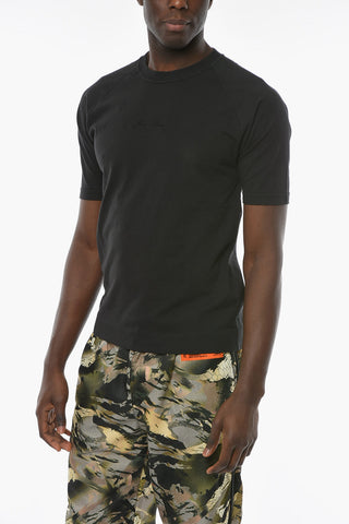 T-shirt 82 22 con Girocollo a Coste e Logo Lettering Ton-sur-ton