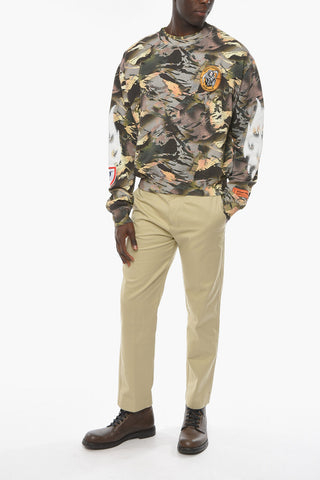 CTNMB Crew-neck CAMO FLAMING Sweatshirt with Logo Patch