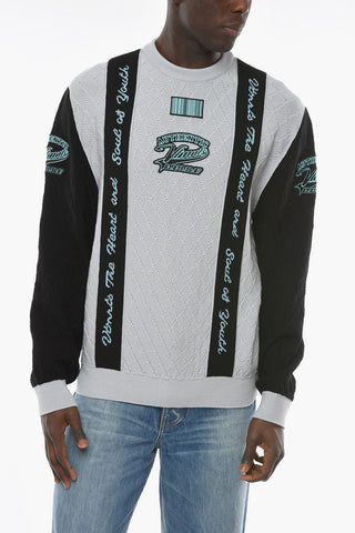 Virgin Wool Quilted Pullover with BARCODE Patch