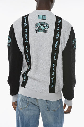 Virgin Wool Quilted Pullover with BARCODE Patch
