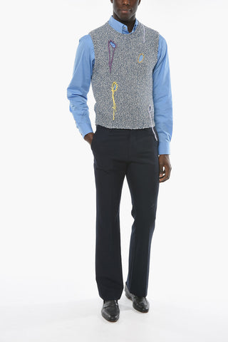 Cut-out Detail Crew Neck Knitted Vest