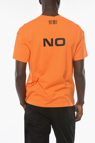 T-shirt Fluo YES NO con Stampa Barcode a Contrasto