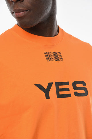 T-shirt Fluo YES NO con Stampa Barcode a Contrasto