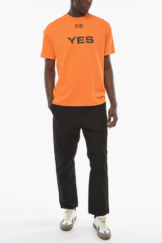 T-shirt Fluo YES NO con Stampa Barcode a Contrasto