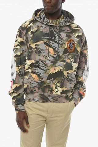 CTNMB CAMO FLAMING Hoodie Sweatshirt with Kangaroo Pocket and Logo Patch