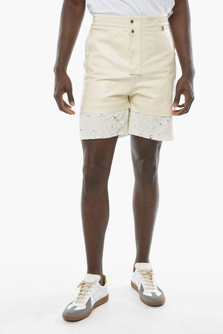Calfskin Layered Shorts with Elastocated Waistband