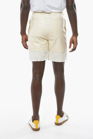 Calfskin Layered Shorts with Elastocated Waistband