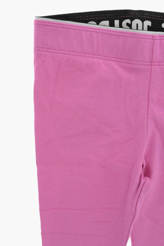 Logo Printed Stretch Cotton Leggings