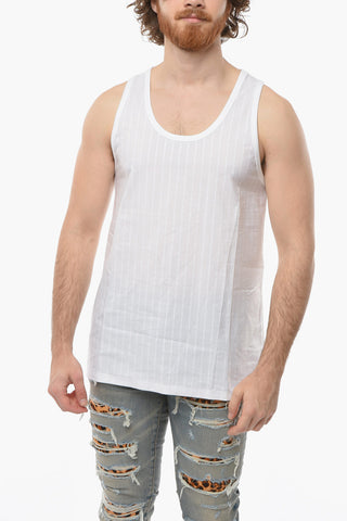 Slim-fit Tank Top with Ton-sur-ton Logo Lettering Embroideries
