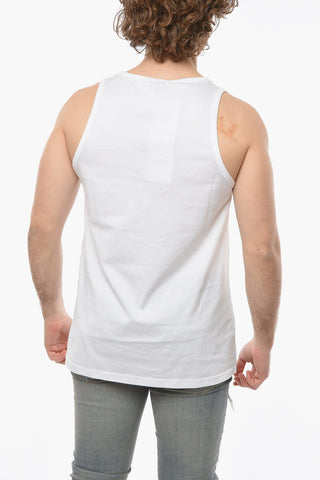 Slim-fit Tank Top with Ton-sur-ton Logo Lettering Embroideries