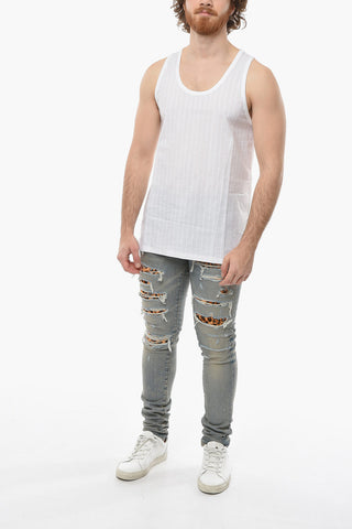Slim-fit Tank Top with Ton-sur-ton Logo Lettering Embroideries