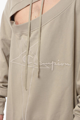 RICK OWENS X CHAMPION Cut-out Detail TOMMY Hoodie