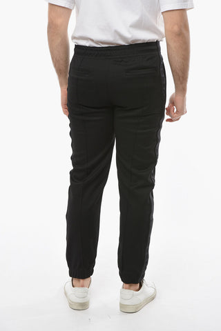 Single-pleated Joggers with Drawstring and Ton-sur-ton Logoed Bands