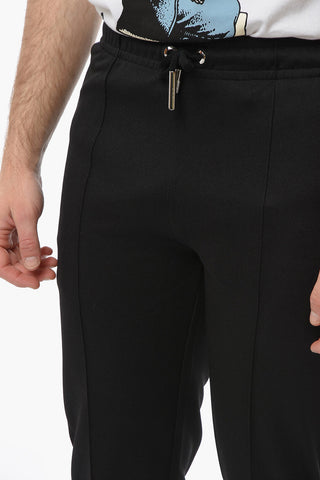 Single-pleated Joggers with Drawstring and Ton-sur-ton Logoed Bands