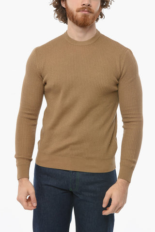 Crochet Crew-neck Sweather with Ribbed Trims