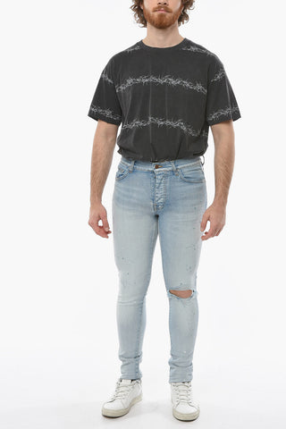 Jeans PAINTER Skinny Fit con Effetto Distress e Motivo Schizzi di Vernice 14cm