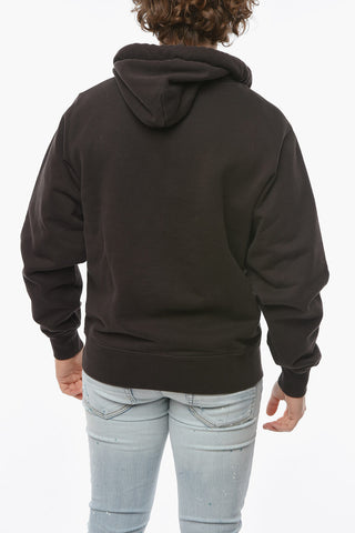 Felpa Hoodie con Cordoncini e Lettering Ton-sur-ton