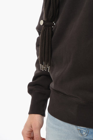 Felpa Hoodie con Cordoncini e Lettering Ton-sur-ton