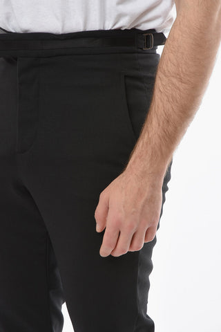 Low Waist Virgin Wool Blend 4-Pockets Slim Fit Pants
