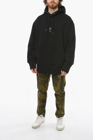 Kangaroo Pocket Hoodie Sweatshirt with Metal Applications and Embroidery