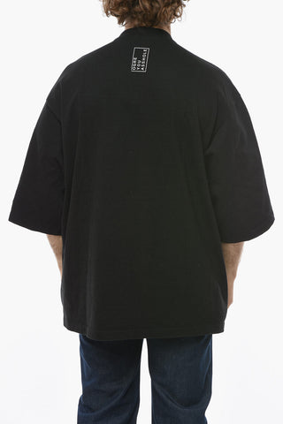Oversized T-shirt with Pockets and Multicolor Graphic Print