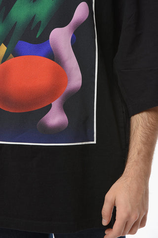 Oversized T-shirt with Pockets and Multicolor Graphic Print