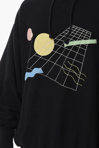 Jersey Cotton Hoodie Sweatshirt with Multicolor Print