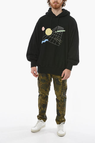 Jersey Cotton Hoodie Sweatshirt with Multicolor Print