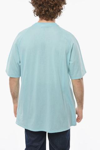 Ribbed Crew-neck T-shirt with Ton-sur-ton Logo Lettering