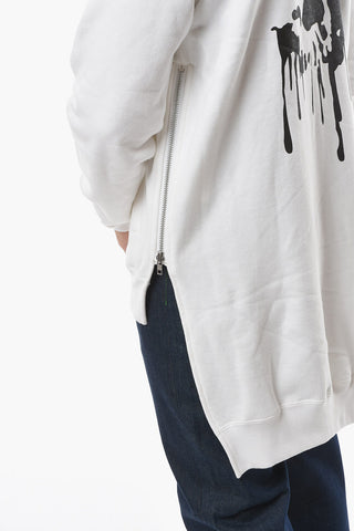 HOMME PLUS Asymmetrical Hoodie Sweatshirt with Back Skull Print