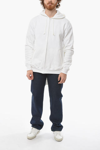 HOMME PLUS Asymmetrical Hoodie Sweatshirt with Back Skull Print
