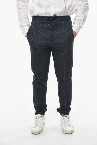Paisley-printed Joggers with Side Logoed Bands