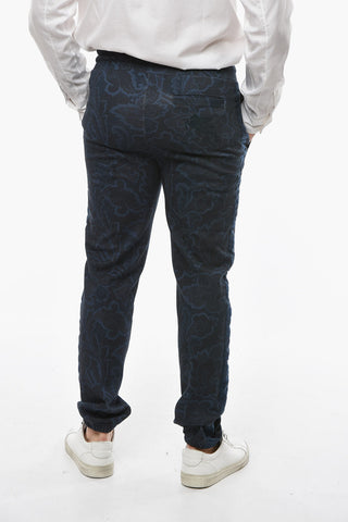 Paisley-printed Joggers with Side Logoed Bands