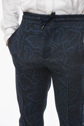 Paisley-printed Joggers with Side Logoed Bands